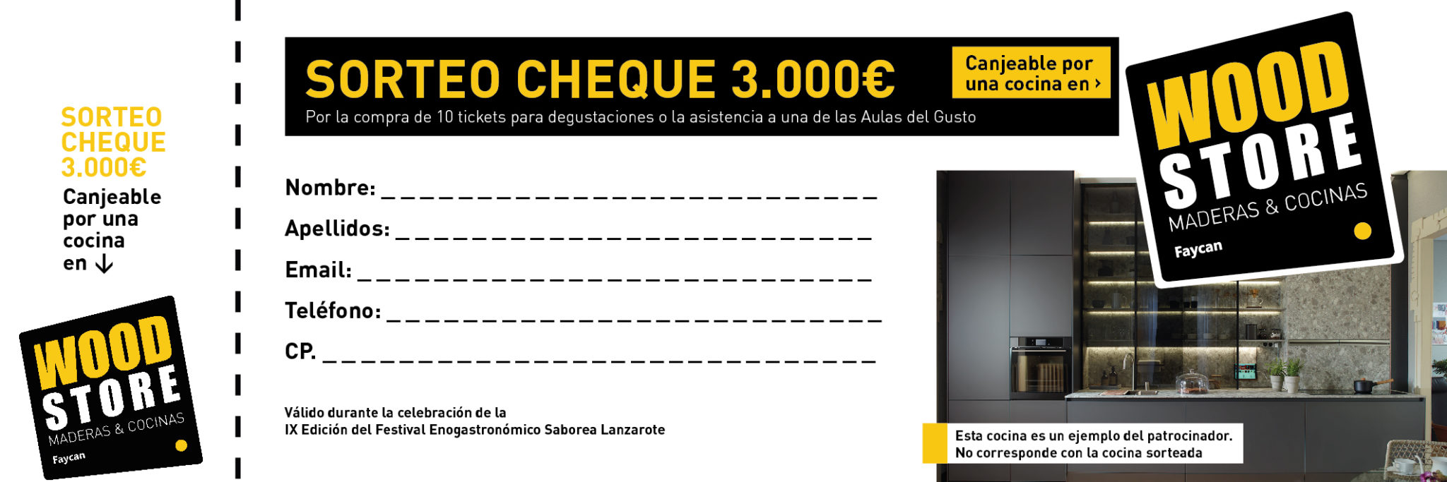 Sorteo de cheque regalo de 3.000 € en Saborea Lanzarote con Wood Store